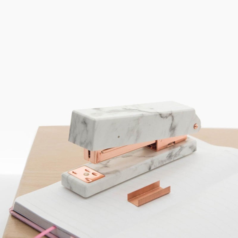 Marble Pattern Handheld Stapler With 12 Staples Rose Gold Office Desktop Stapling Machine For School Home - Image 5