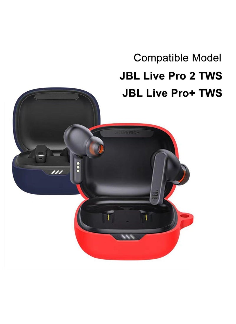Y&D Silicone Case Cover Compatible with JBL Live Pro 2TWS, Protective Earphones Skin Cover, Soft Shockproof Carabiner Accessories, Black  - Image 2