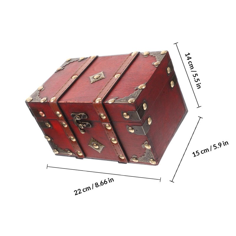 صندوق مجوهرات خشبي قديم كبير منظم لتخزين الإكسسوارات - Image 3