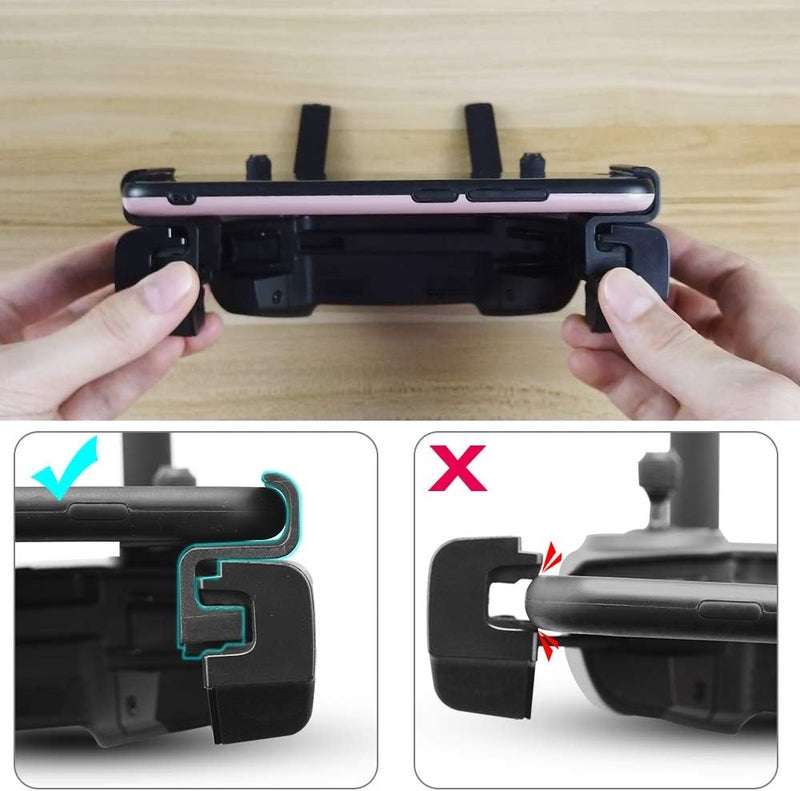 HeiyRC حامل هاتف بسماكة 0.31-0.47 بوصة (8-12 مم) لجهاز DJI Mavic Mini Se Mavic Pro 2 Zoom Air Spark للتحكم عن بعد، ملحق مشبك هاتف - Image 3