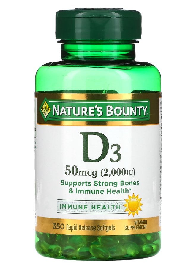 Nature's D3 50 mcg (2000 IU) 350 Rapid Release Softgels 