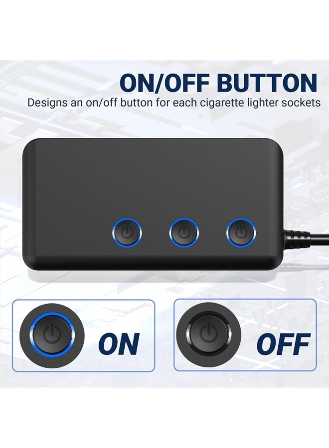 Qidoe Car Charger Splitter 200W, Qidoe 3 Socket Cigarette Lighter Adapter with PD20W USB-C & QC3.0 Multi USB Car Charger 12V/24V DC Outlet Cigarette Splitter Power Switches Voltmeter for GPS Dash Cam Phone - Image 4