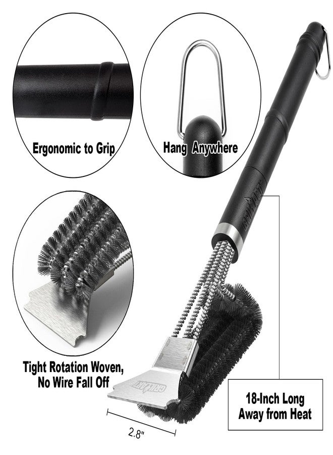 GRILLART Grill Brush and Scraper BBQ Brush for Grill, Safe 18" Stainless Steel Woven Wire 3 in 1 Bristles Grill Cleaning Brush, BR-4516 - Image 5