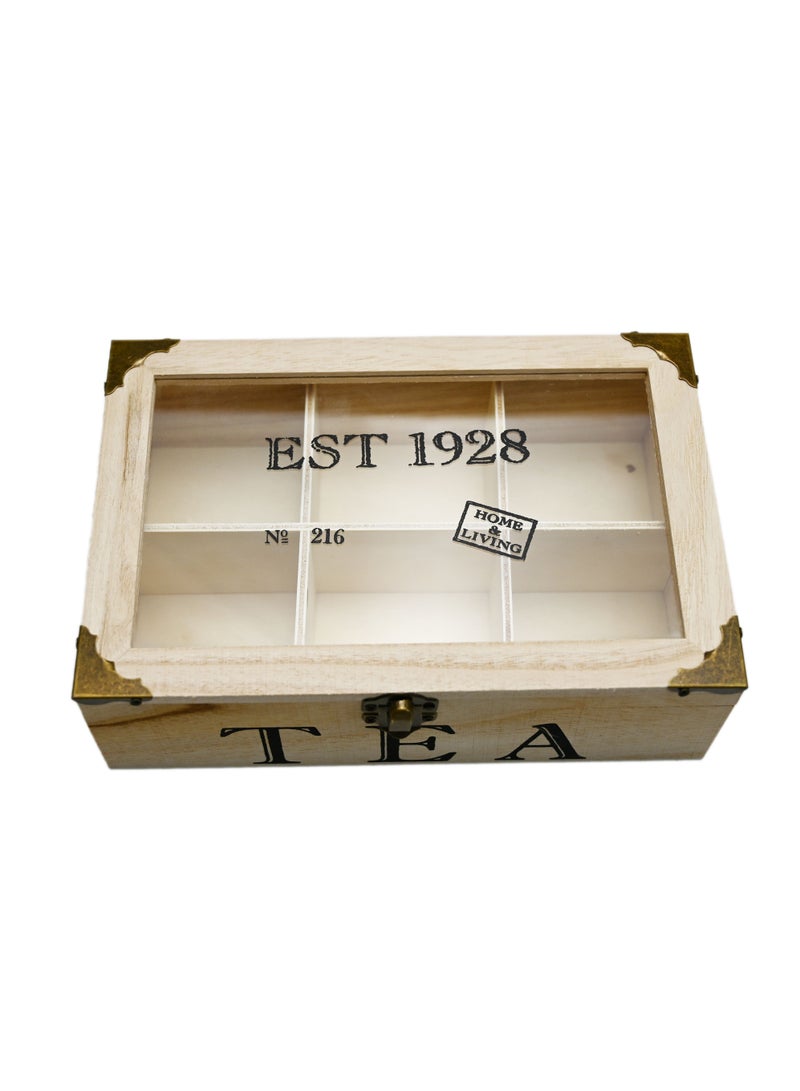 6 Compartment Tea Bag Storage Box/ Kitchen Storage Box/Storage Organizer/ Box For Tea, Coffee, Candies/ Kitchen Accessories/ Tea Bag Holder  - Image 1