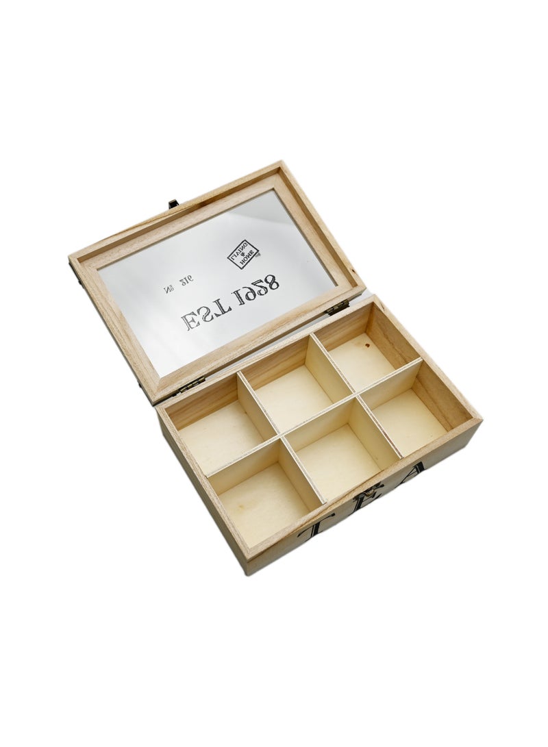 6 Compartment Tea Bag Storage Box/ Kitchen Storage Box/Storage Organizer/ Box For Tea, Coffee, Candies/ Kitchen Accessories/ Tea Bag Holder  - Image 5