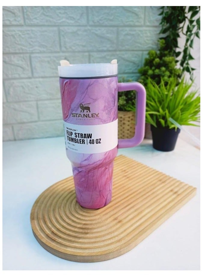 Stanley Stainless Steel Thermal Mug with Lid and Strainer Keeps Hot, Cold and Iced Drinks 1.18L (Fuchsia) - Image 3