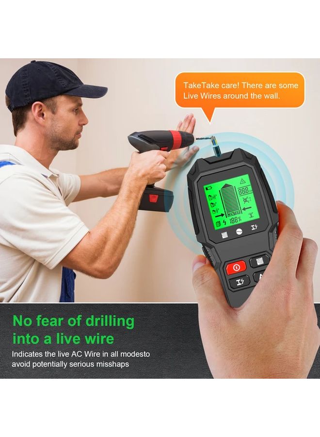 5 In 1 Wall Scanner Stud Finder Metal Detector AC Wire Detector LCD Display Black - Image 5