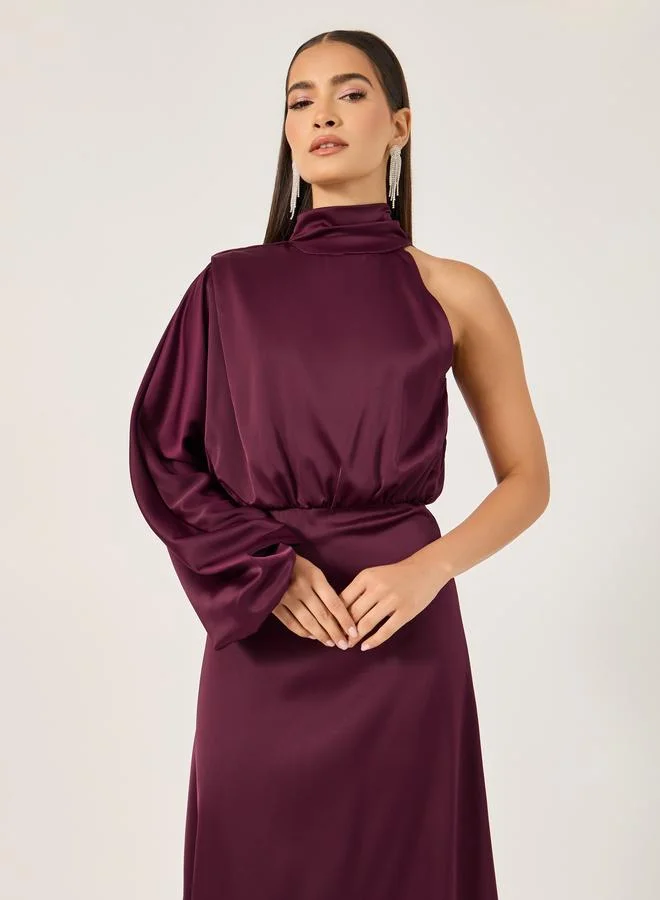 Styli Styli Plain One Shoulder A-Line Midi Dress