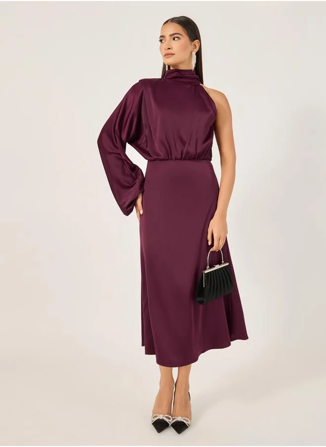 Styli Styli Plain One Shoulder A-Line Midi Dress