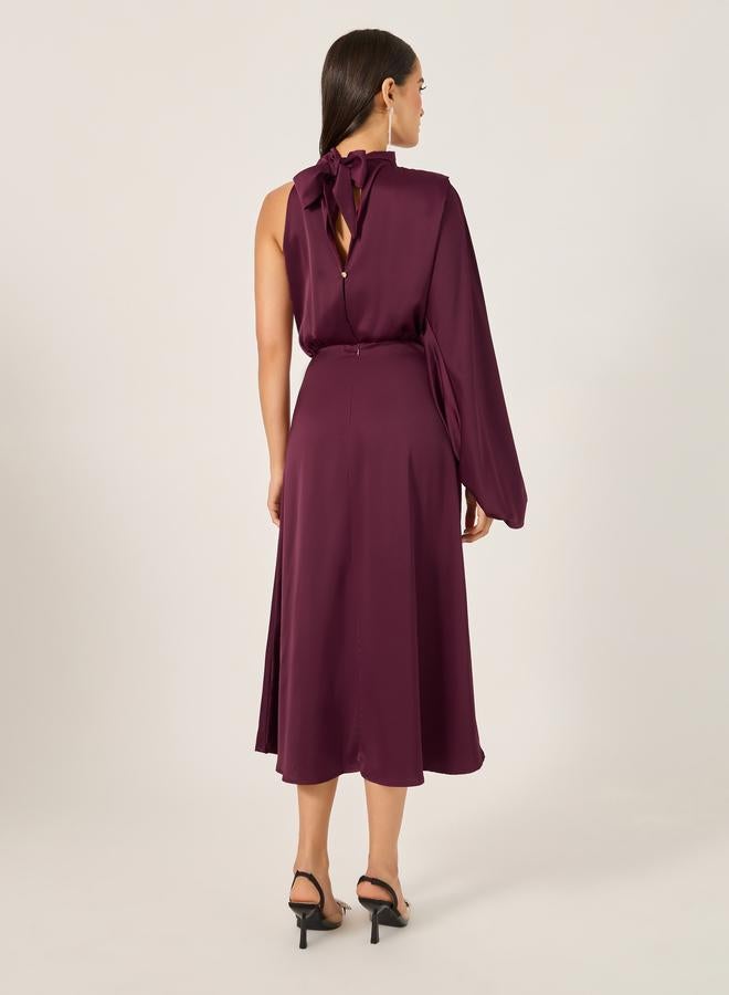 Styli Plain One Shoulder A-Line Midi Dress - Image 5