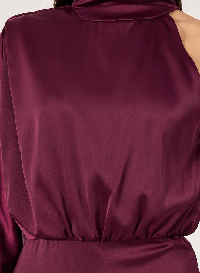 Styli Plain One Shoulder A-Line Midi Dress - Image 4