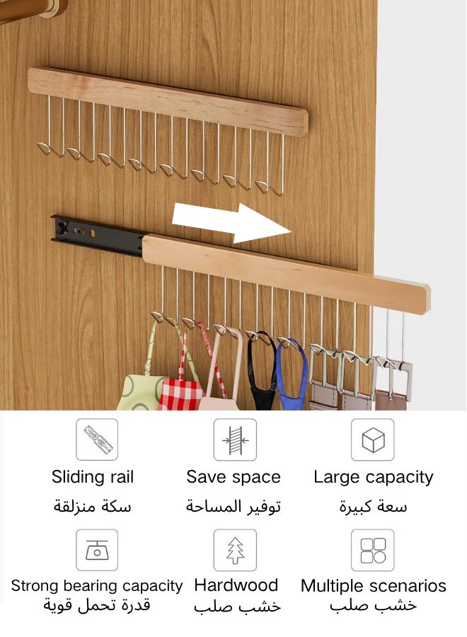 kangchoice Pull-Out Hanger for Closet – Sliding 8-Hook Organizer Rack for Bras, Tank Tops, Scarves, Belts, Space-Saving Side Storage Rail for Wardrobe or Kitchen, Right Side 8 Hooks Rail with Adhesive Back Tape, without Drill - Image 1