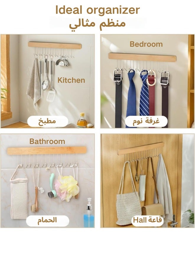 kangchoice Pull-Out Hanger for Closet – Sliding 8-Hook Organizer Rack for Bras, Tank Tops, Scarves, Belts, Space-Saving Side Storage Rail for Wardrobe or Kitchen, Right Side 8 Hooks Rail with Adhesive Back Tape, without Drill - Image 4