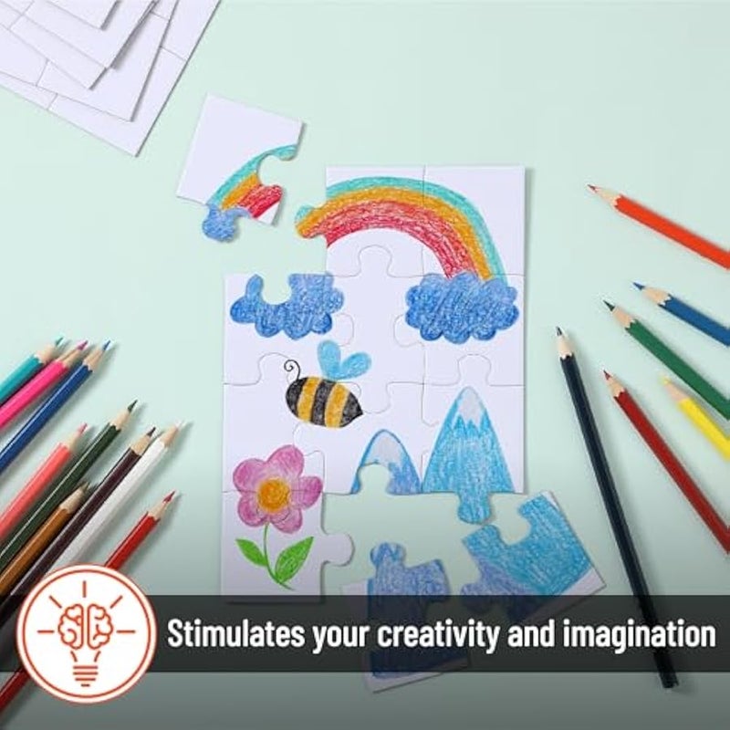 لعبة بازل فارغة، 10 عبوات، 12 قطعة/عبوة، 5.5 x 8.1، بازل أبيض، بازل فارغ للرسم عليه، بازل أبيض بالكامل، قطع بازل فارغة للكتابة عليها، قطع بازل فارغة - Image 5