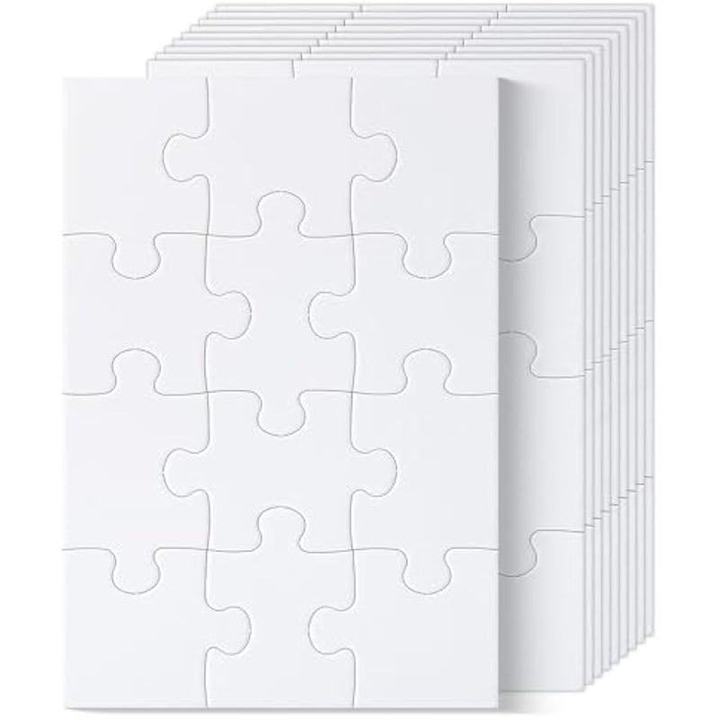 لعبة بازل فارغة، 10 عبوات، 12 قطعة/عبوة، 5.5 x 8.1، بازل أبيض، بازل فارغ للرسم عليه، بازل أبيض بالكامل، قطع بازل فارغة للكتابة عليها، قطع بازل فارغة - Image 1