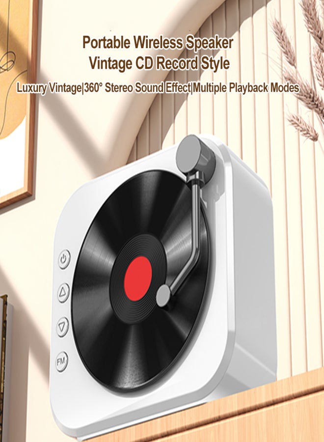 Portable Wireless Speaker Vintage CD Record Style BT5.3 Technology Speakers Stereo Scene HiFi Sound AUX USB Flash Drive TF Card 10H Long Playtime Portable - Image 2
