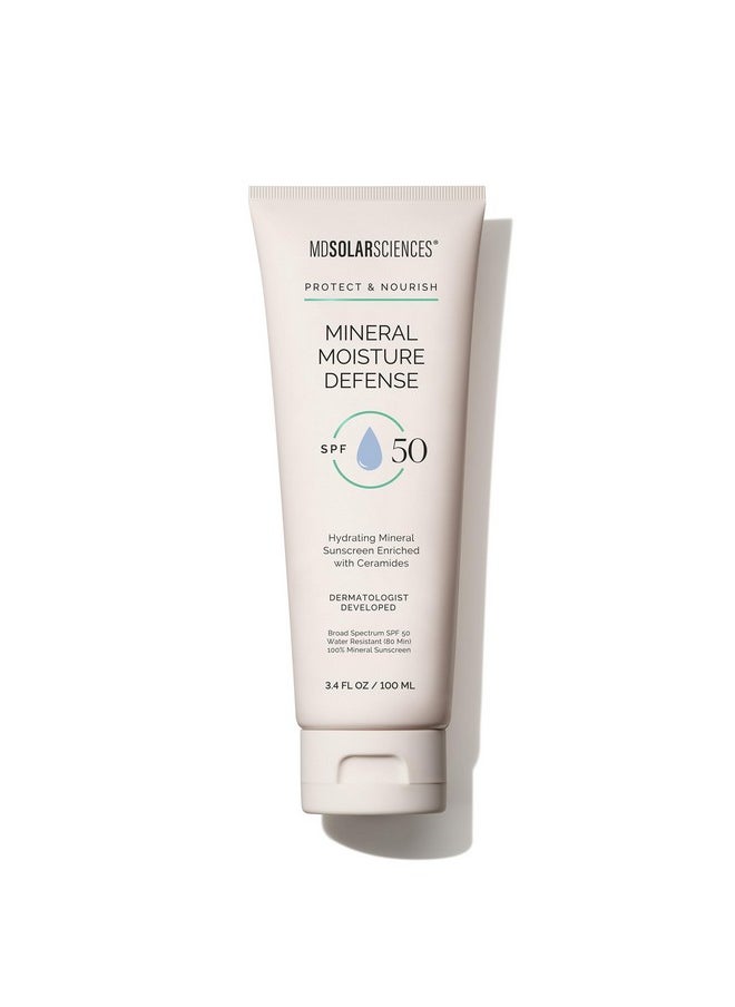 MDSolarSciences - Dsolarsciences Mineral Moisture Defense Spf 50 Sunscreen For Body And Face Waterresistant Broadspectrum Uv Protection Zinc Oxide Cream Helps Restore Skin’S Natural Moisture Barrier 3.4 Fl Oz - Image 1