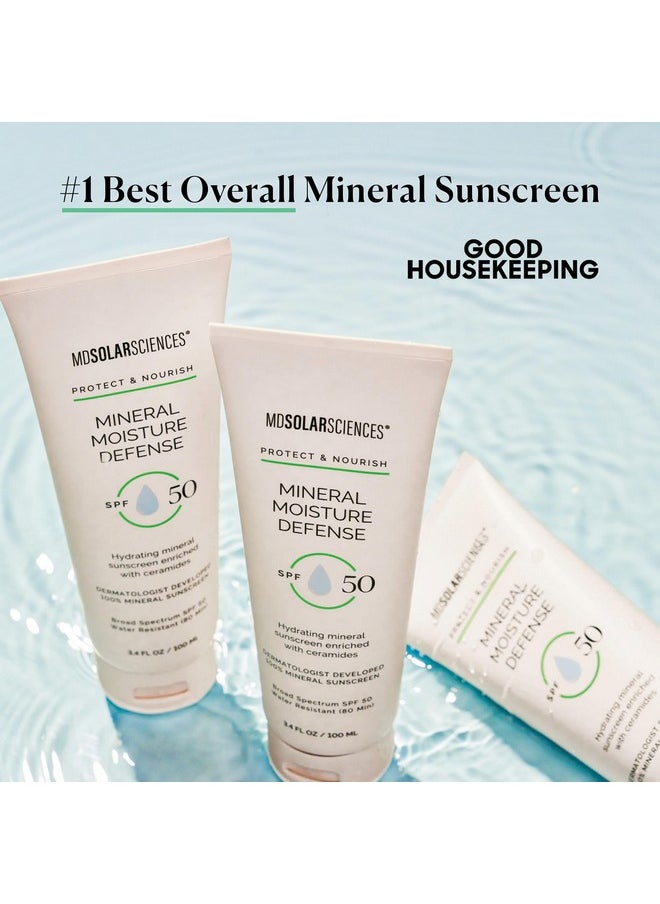 MDSolarSciences - Dsolarsciences Mineral Moisture Defense Spf 50 Sunscreen For Body And Face Waterresistant Broadspectrum Uv Protection Zinc Oxide Cream Helps Restore Skin’S Natural Moisture Barrier 3.4 Fl Oz - Image 1