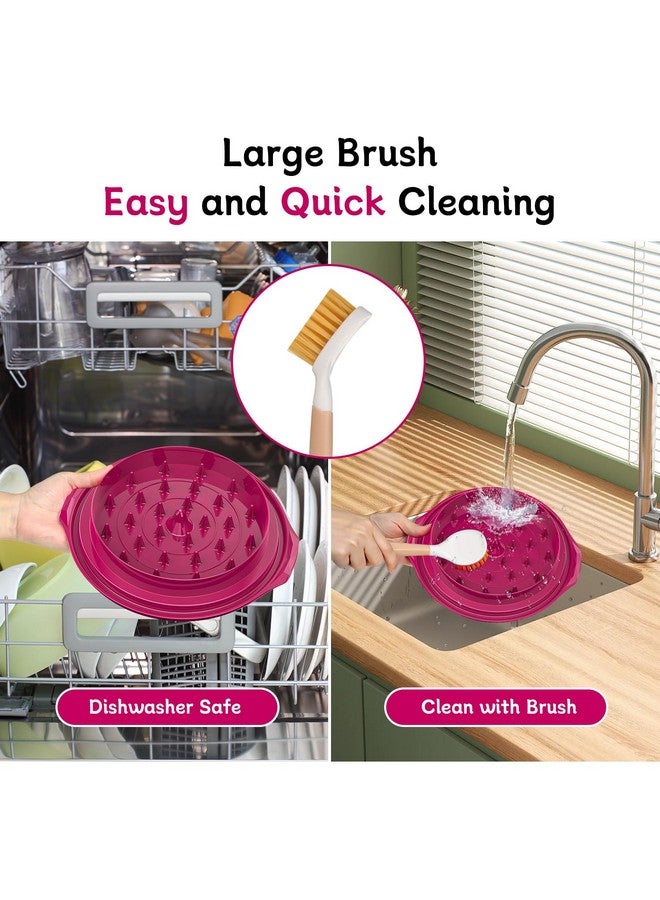 Aopigavi Chicken Shredder Anti-Slip Meat Shredder Tool Twist with Brush Chicken Shredder Tool Twist Ergonomic Handle Transparent Lid Meat Shredder BPA Free Dragon Fruit - Image 3
