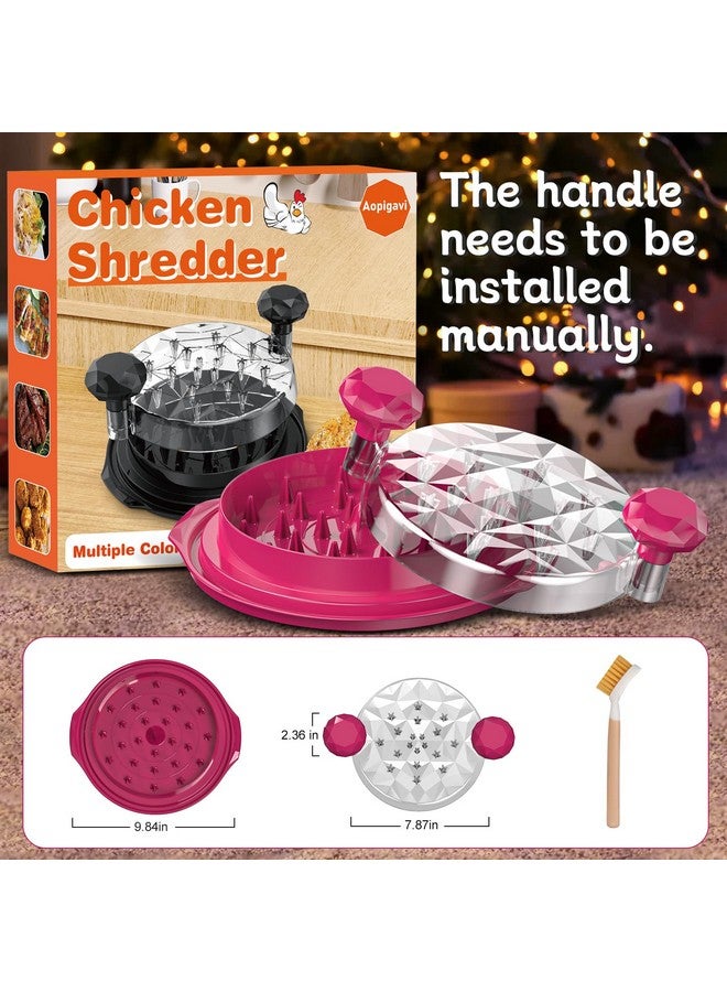 Aopigavi Chicken Shredder Anti-Slip Meat Shredder Tool Twist with Brush Chicken Shredder Tool Twist Ergonomic Handle Transparent Lid Meat Shredder BPA Free Dragon Fruit - Image 5