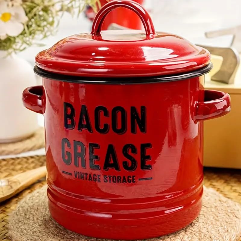 Emptycolor Bacon Grease Saver with Strainer â€“ Emptycolor 46oz Grease Container for Kitchen, Cooking Oil Bacon Fat Storage Can Jar with Stainless Steel Filter â€“ Farmhouse Style Grease Holder, Dishwasher Safe - Image 1