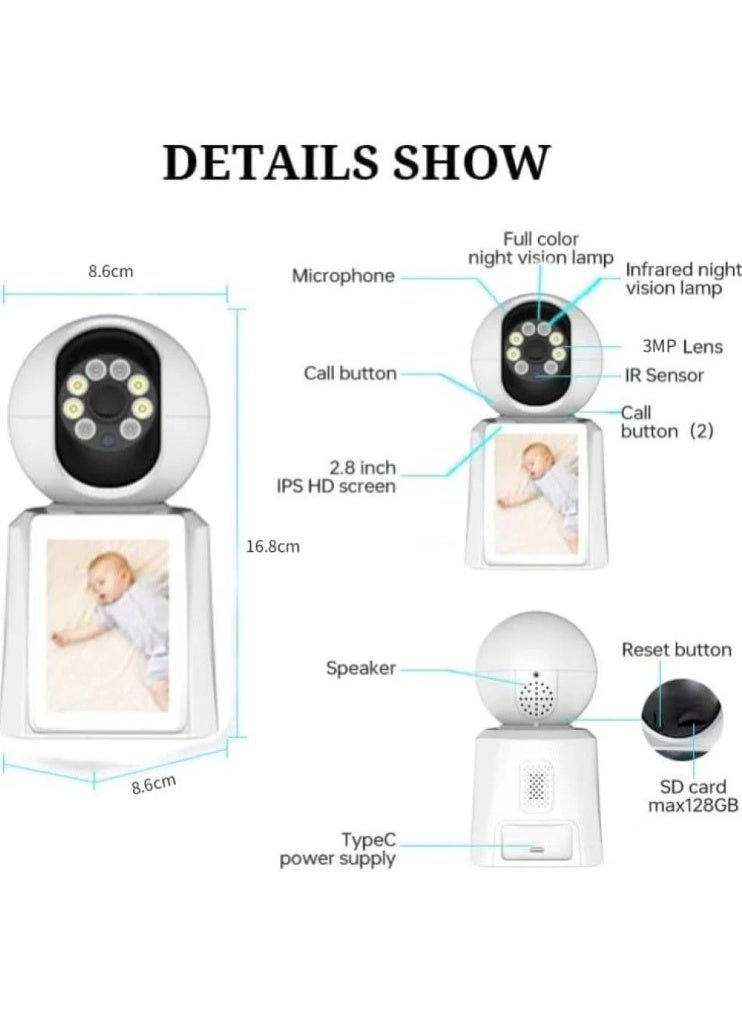 كاميرا مراقبة أطفال واي فاي بدقة 1080P مع شاشة 2.8 - Image 5