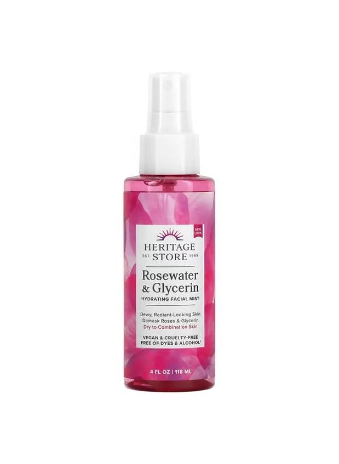 Heritage Store - Rosewater & Glycerin, Hydrating Facial Mist, 4 fl oz (118 ml) - Image 1