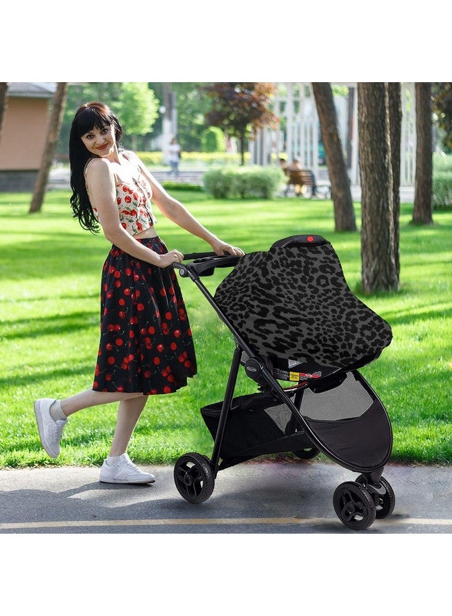 ALAZA Baby Car Seat Canopy Covers Nursing Cover Stretchy Boys Girls Gray Leopard Cheetah Print Carrier Cover Breastfeeding Cover Breathable - Image 5