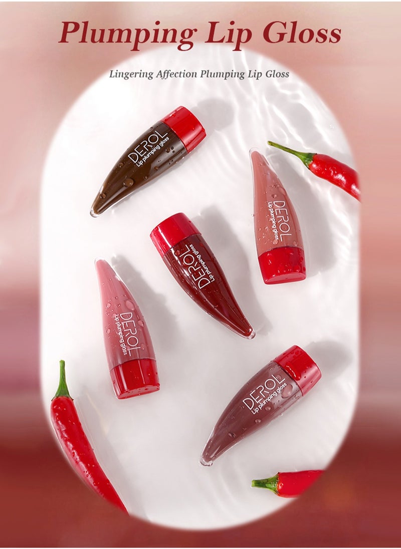 DEROL Lip Plumping Gloss, Moisturizing Lipstick Liquid, Long Lasting Full Coverage Lip Gloss, Glossy Translucent Chili Lip Base Lip Tinted, Contains Essential Oil & Peppermint for Women  - Image 2