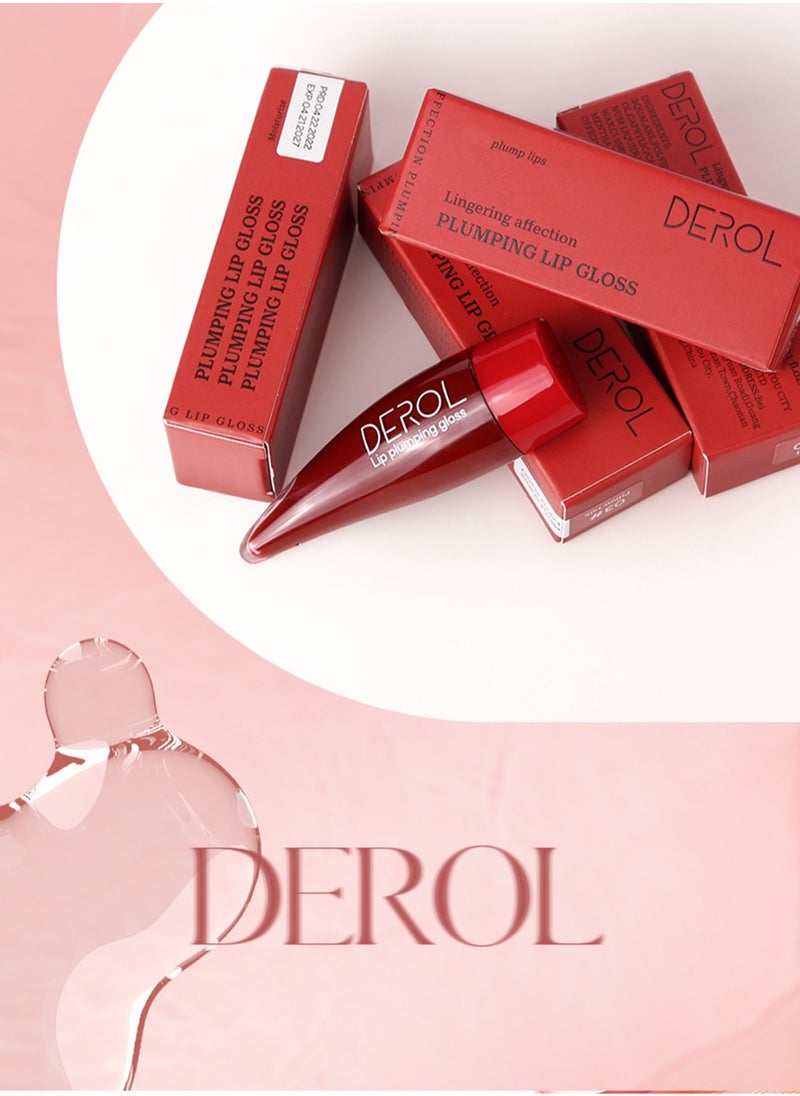 DEROL Lip Plumping Gloss, Moisturizing Lipstick Liquid, Long Lasting Full Coverage Lip Gloss, Glossy Translucent Chili Lip Base Lip Tinted, Contains Essential Oil & Peppermint for Women  - Image 3