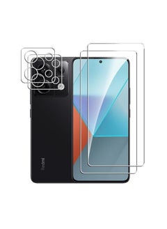جنرال حامي شاشة وكاميرا لهاتف شاومي Redmi Note 13 Pro/Poco X6 5G، يتضمن حزمة تحتوي على حامي شاشة من الزجاج المقسى 9H بتقنية Ultra HD ومقاوم للخدش، بالإضافة إلى حاميين للكاميرا.  - Image 1