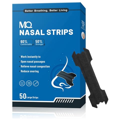 MQ 50ct Nasal Strips for Snoring Black Nose Strips for Breathing Extra Strength Snore Strips to Open Nasal Passages, Relieve Nasal Congestion - Image 1