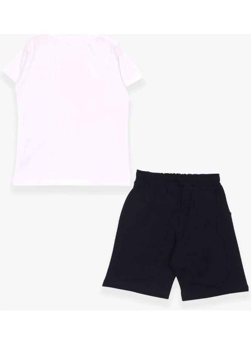 Breeze Baby Boy Shorts Suit Polar Teddy Printed White (9 Months-3 Years)