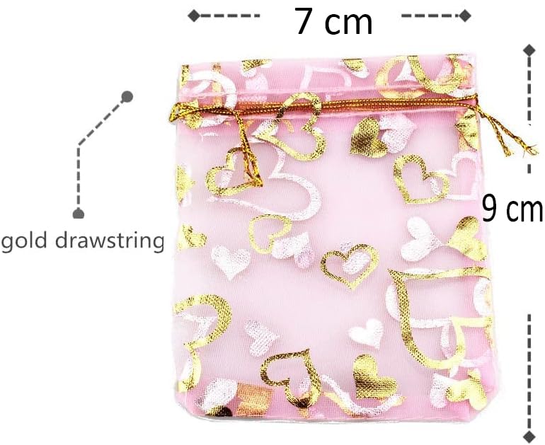 brown leaf 7X9 Cm Baby Pink Small Printed Organza Potli Bags Jewellery Pouch Best for Wedding Diwali Party Supply Birthday Return Gifting Bags - Image 2
