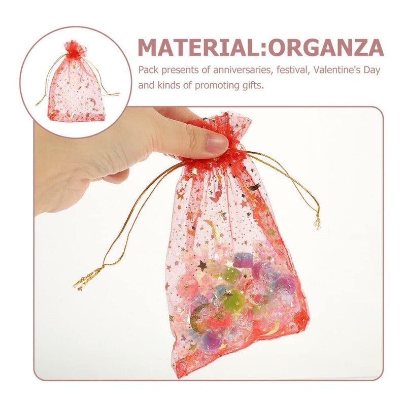 brown leaf 7X9 Cm Baby Pink Small Printed Organza Potli Bags Jewellery Pouch Best for Wedding Diwali Party Supply Birthday Return Gifting Bags - Image 5