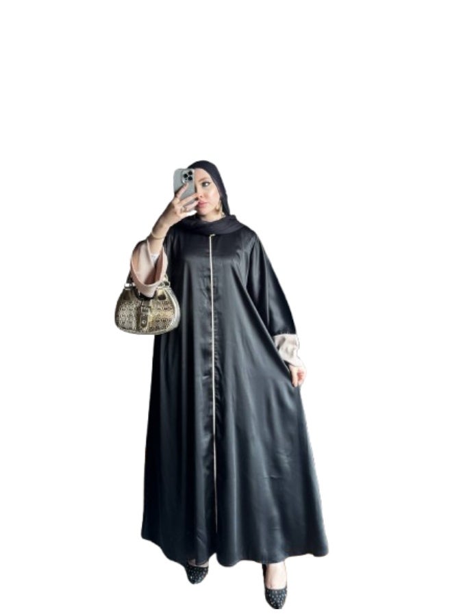 عبايه نسائيه دبل حرير تيك توك مستوردة – عبايه حريمي كاجوال خروج أنيقة ومريحة - Image 1