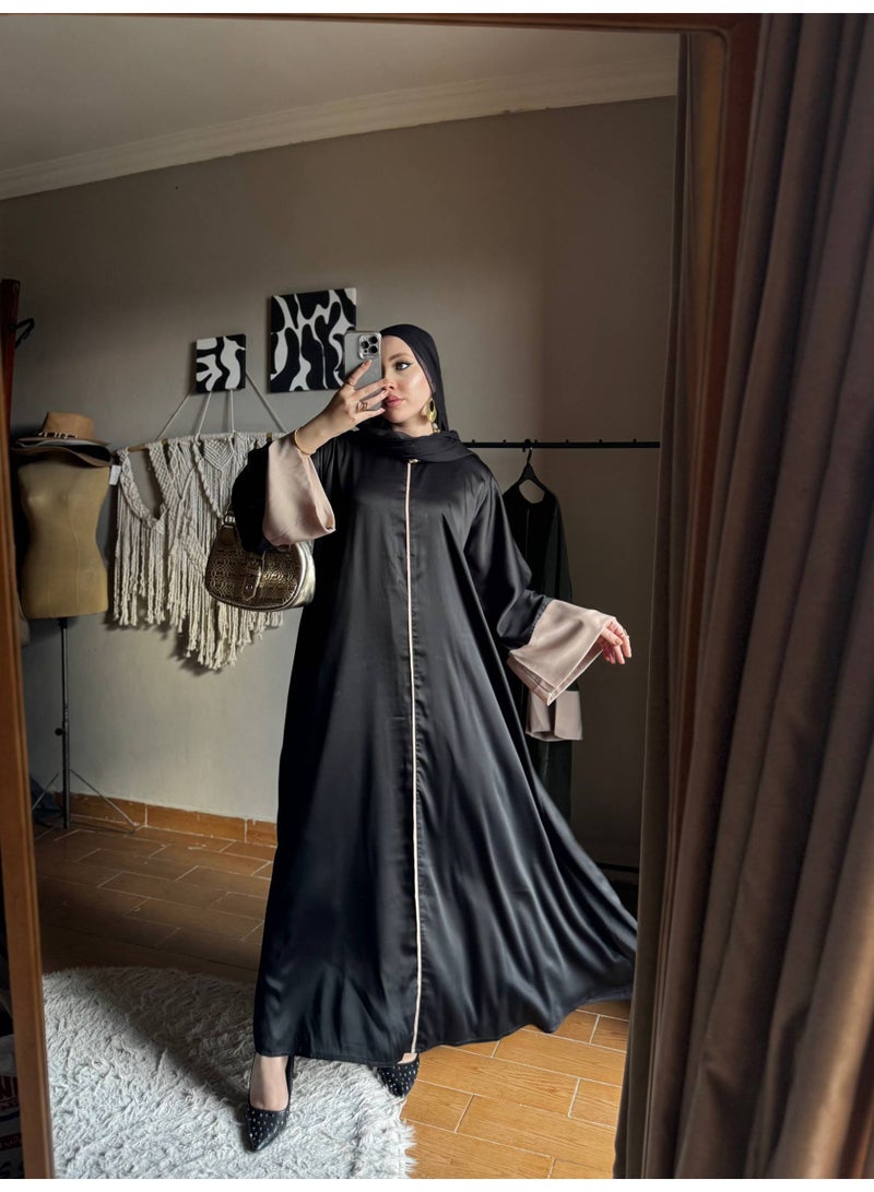 عبايه نسائيه دبل حرير تيك توك مستوردة – عبايه حريمي كاجوال خروج أنيقة ومريحة - Image 3