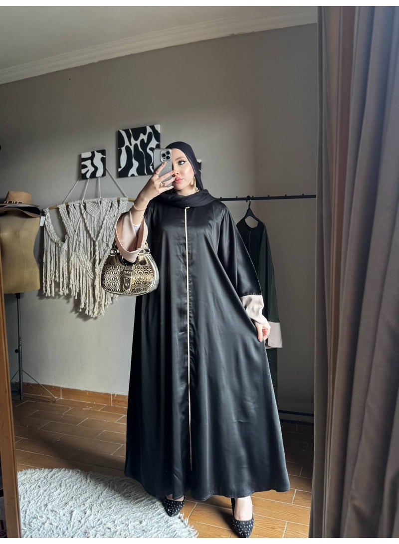 عبايه نسائيه دبل حرير تيك توك مستوردة – عبايه حريمي كاجوال خروج أنيقة ومريحة - Image 4