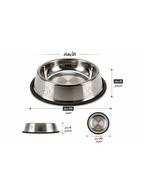 Stainless-steel bowl for pets with Non-Slip Rubber