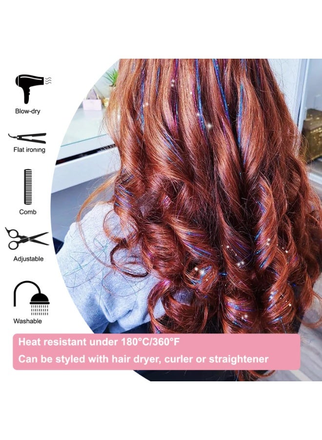 Hair Tinsel Clip in Pack of 12 Pcs Glitter Extensions 20 Inch Fairy Sparkling Accessories for Girls Kids Women - Image 3