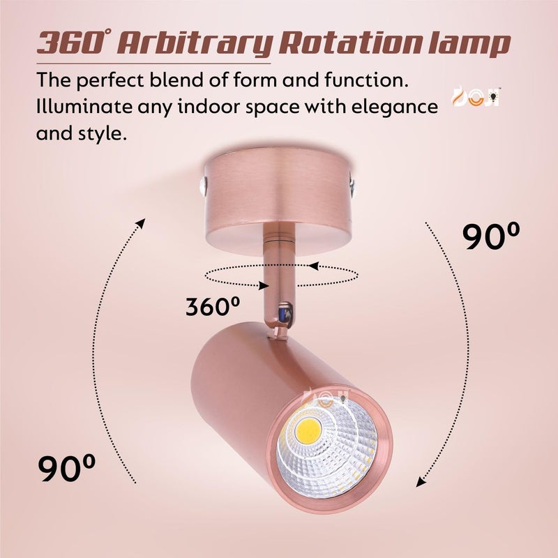 DOJI Rose Gold Finish Spot Lights Aluminium Focus Light Adjustable Head Spot Light for Wall Warmwhite 3 Watt - Image 4