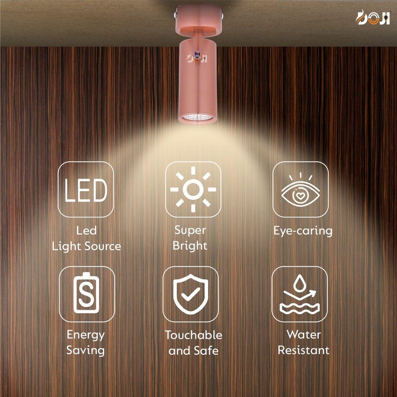 DOJI Rose Gold Finish Spot Lights Aluminium Focus Light Adjustable Head Spot Light for Wall Warmwhite 3 Watt - Image 5