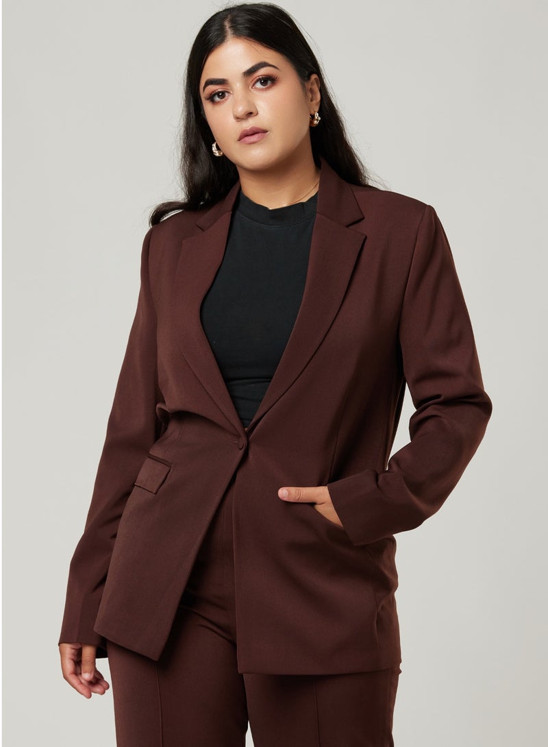 IZEL Dark Brown Fitted Blazer  - Image 1