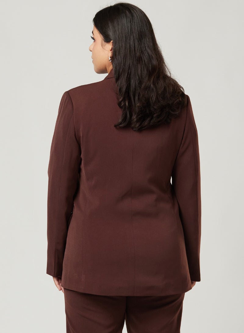 IZEL Dark Brown Fitted Blazer  - Image 2