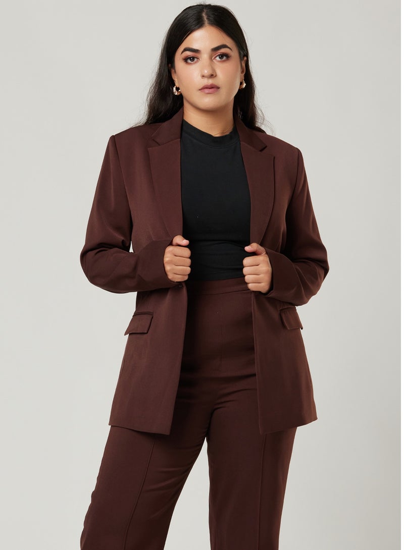 IZEL Dark Brown Fitted Blazer  - Image 4