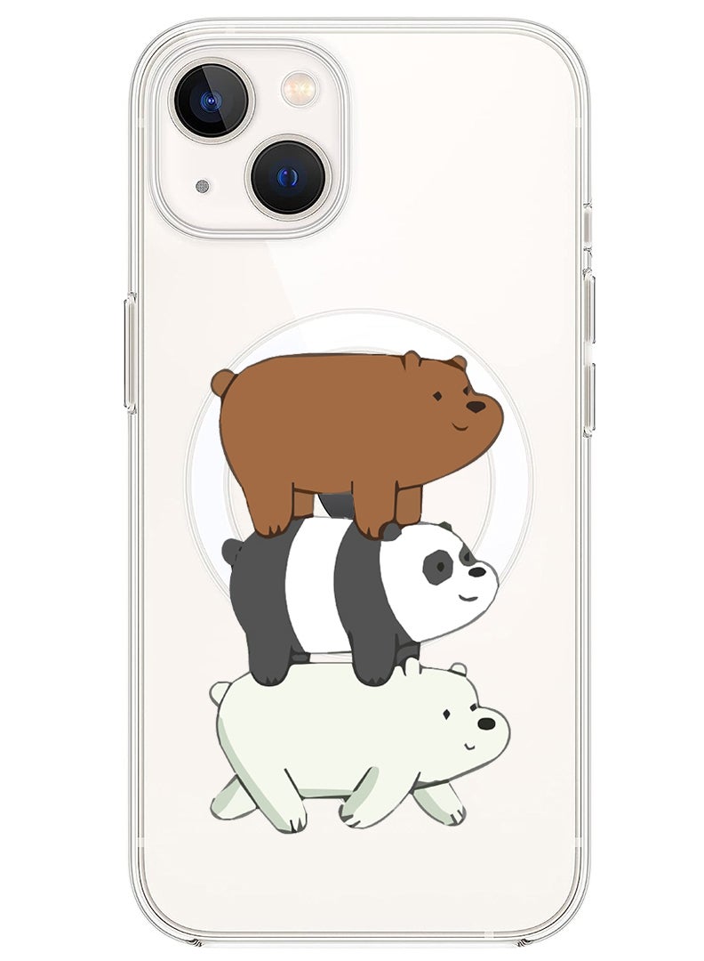 Theodor Magnetic Case for iPhone 13 6.1-inch Compatible with MagSafe Wireless Charging, Shockproof Phone Bumper Cover Three Panda-01  - Image 1