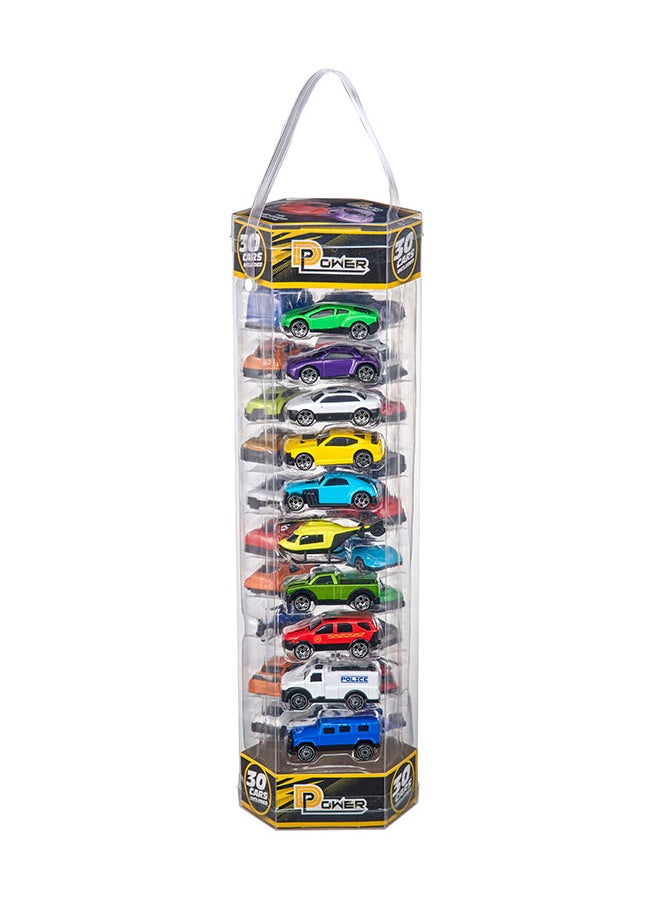 D-Power D-Power Diecast Cars Pack: 1:64 Scale Metal AlloyCollection with Storage Carrying Tub 30-Piece Multicolour  Built with a durable die-cast alloy body, these vehicles are designed, for playtime  - Image 1