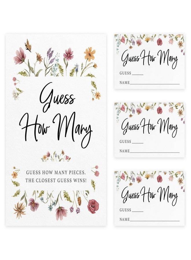 Printed Party Candy Jar Guessing Game (Set of 50), Wildflower Bloom Theme, includes Matching Table Display Sign - Image 1