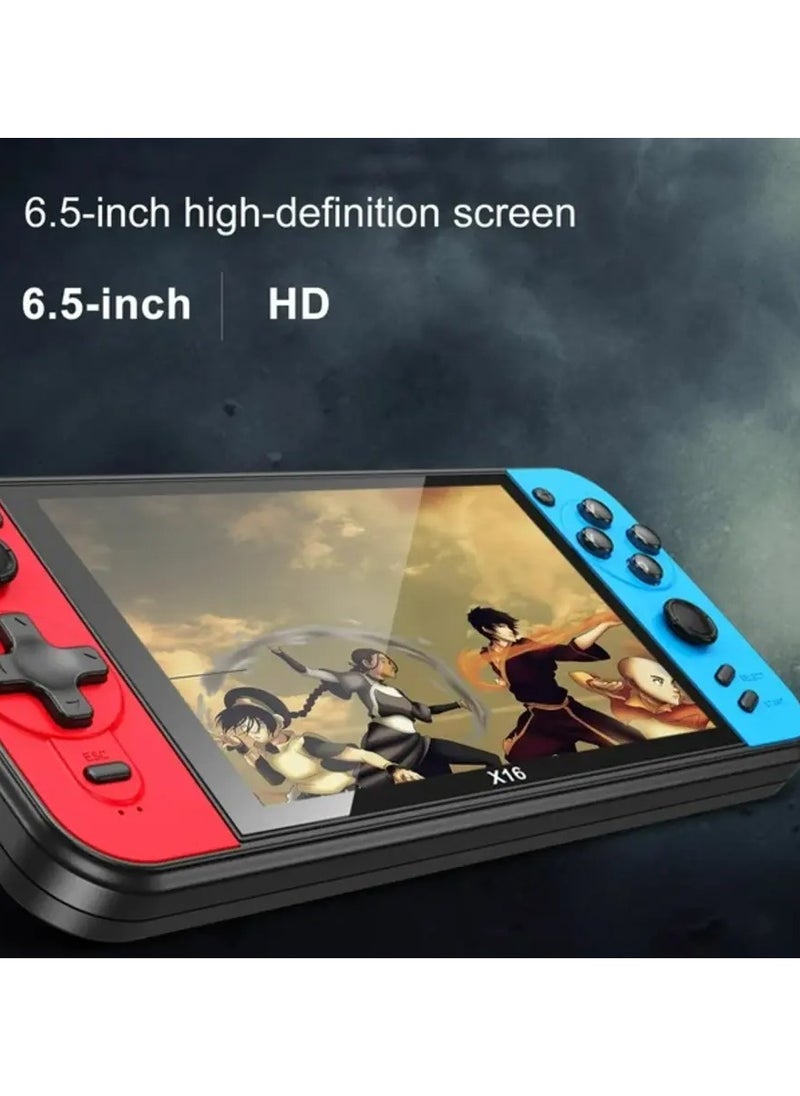 HD PSP Handheld Game Machine X16, 8GB RAM, 6.5 Inch Screen, Preinstalled Games 3000, Red & Blue