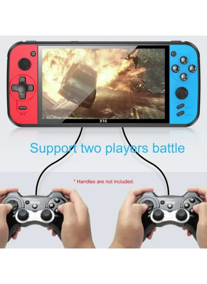 HD PSP Handheld Game Machine X16, 8GB RAM, 6.5 Inch Screen, Preinstalled Games 3000, Red & Blue